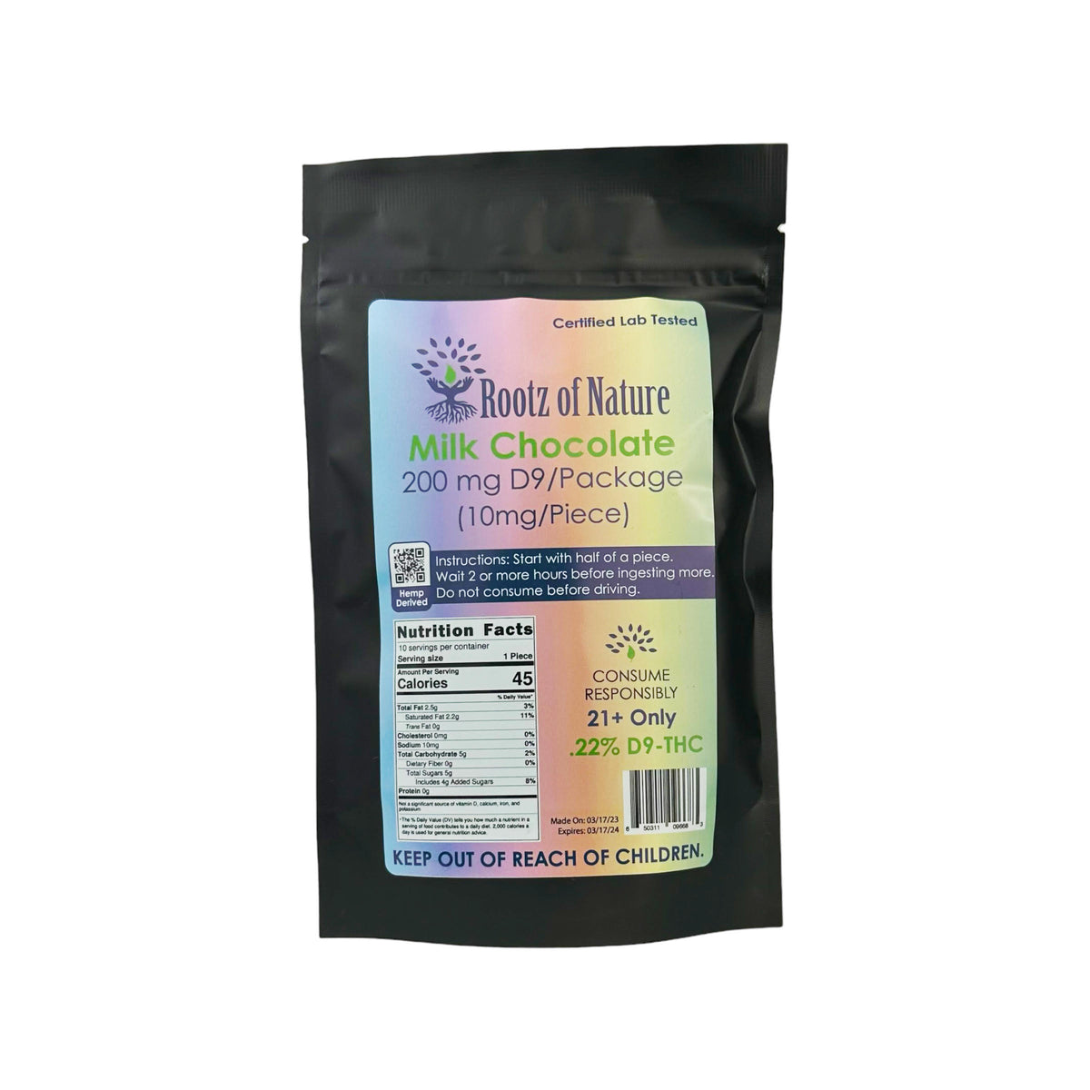 Delta 9 THC Chocolate 200mg – RootzofNature